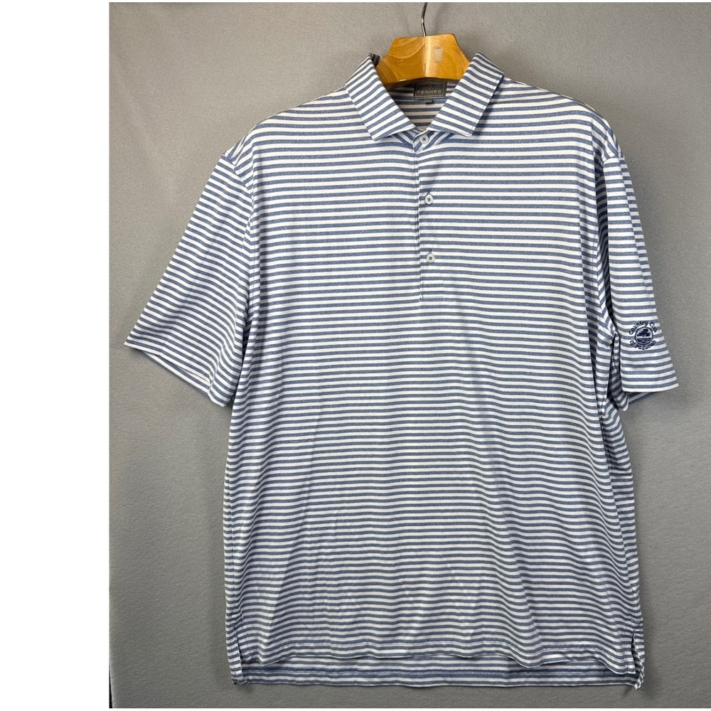Fennec Golf Polo Shirt Striped Country Club Logo Short Sleeve XL Nautical Sail - Picture 2 of 10